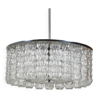 Glass and chrome chandelier