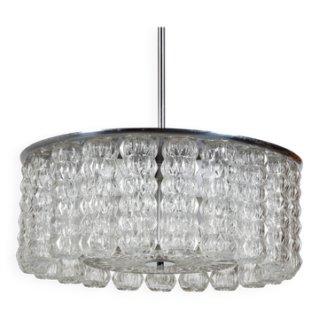 Glass and chrome chandelier