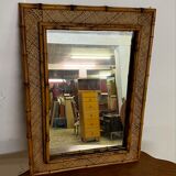 Rectangular rattan mirror