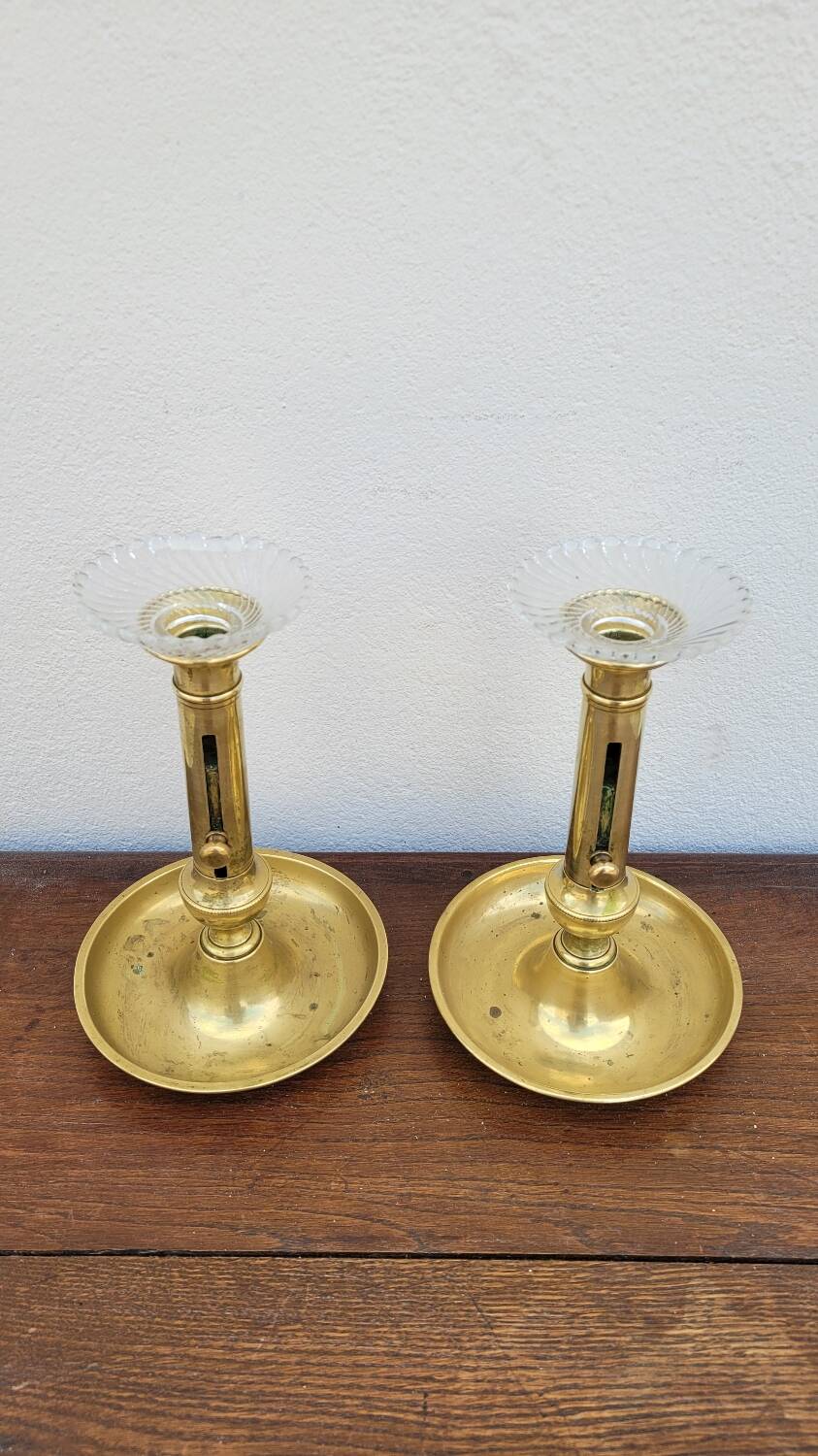 Pair of Louis Philippe candlesticks in brass 1900s