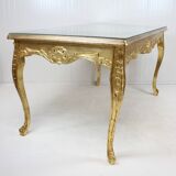 Coffee table - Wood, Glass, Gold leaf