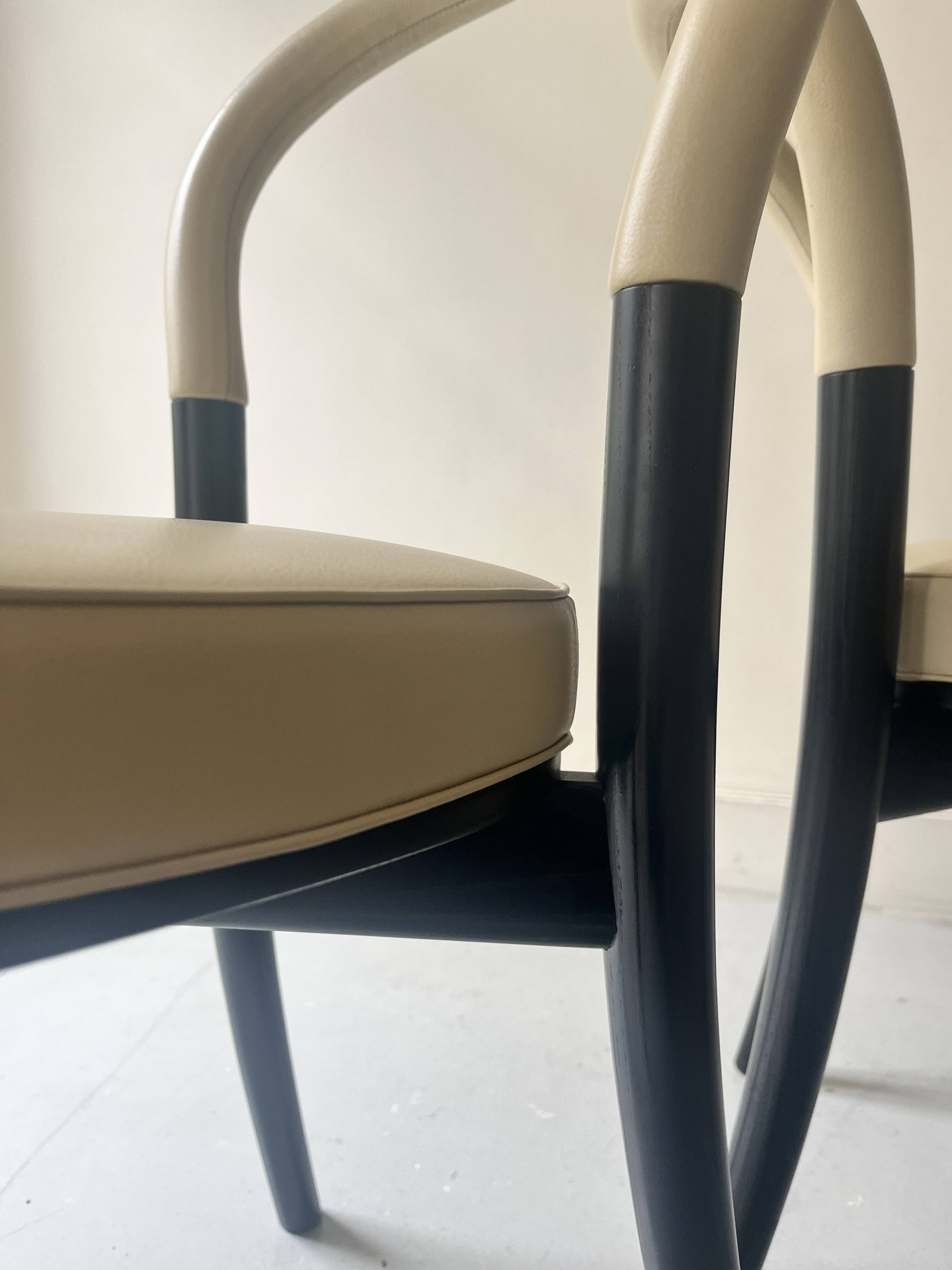 set of 2 chairs in ash and beige leather "Goteborg" by Gunnar Asplund for Cassina, design 1990