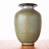 Art Deco vase, in green glazed stoneware, Roger Guérin 1930.