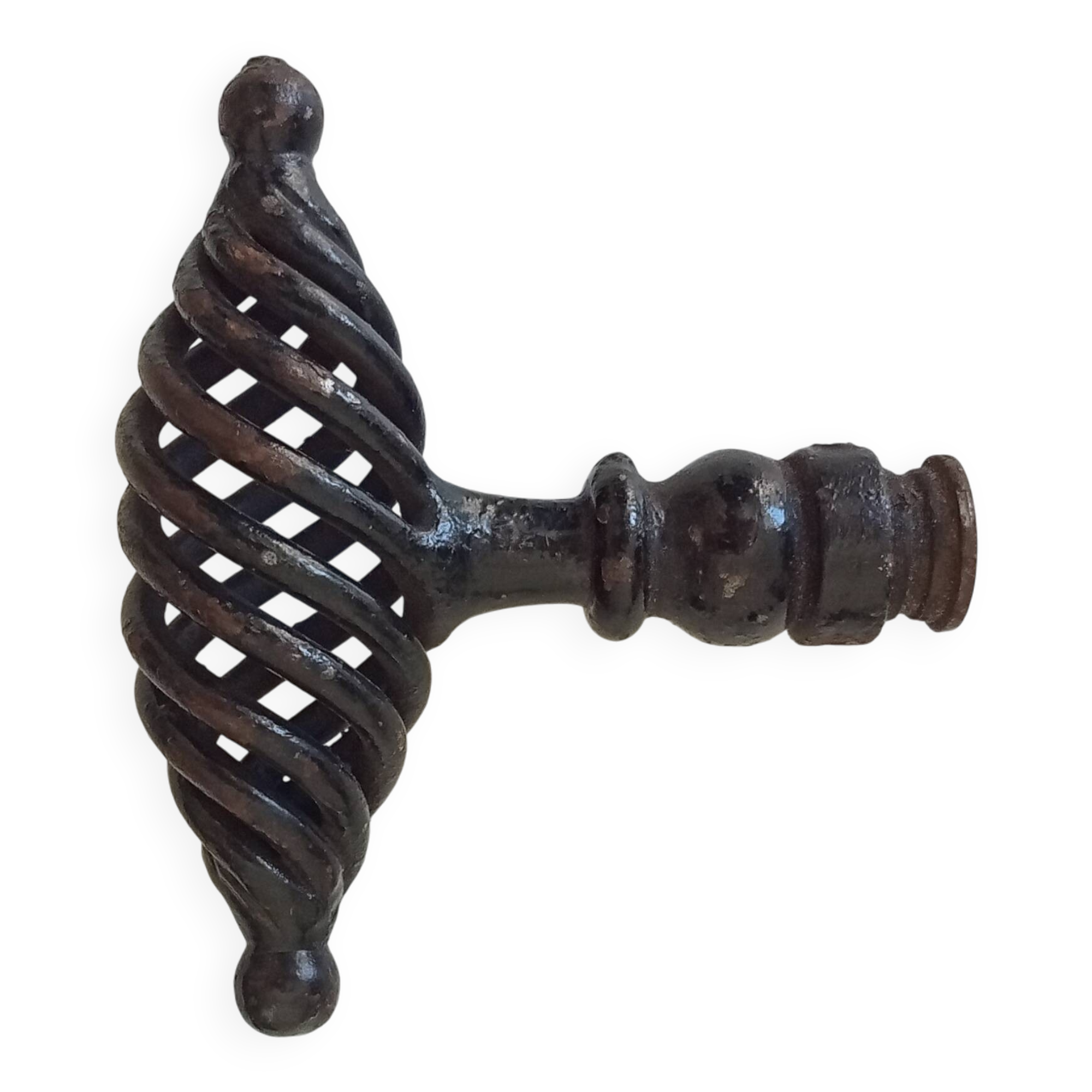 Antique twisted wrought iron door handle