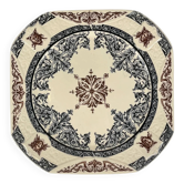 Square plate / Longchamp dish model "Diane", polychrome earthenware, late 19th century.