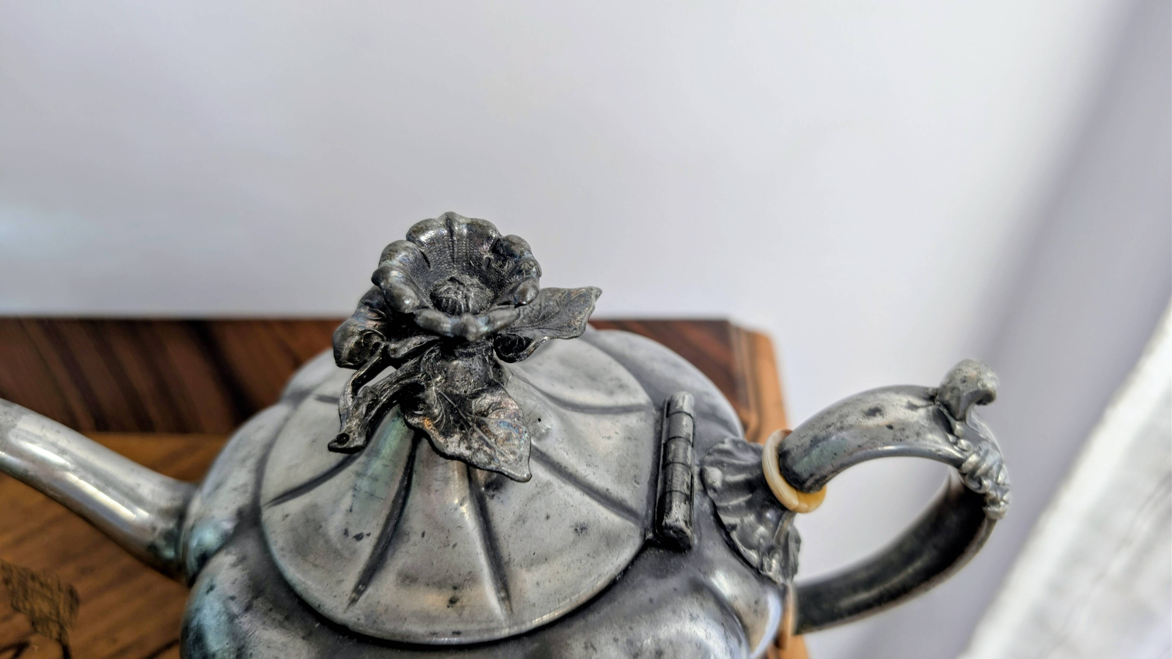 Vintage Shaw & Fisher Sheffield metal tin teapot