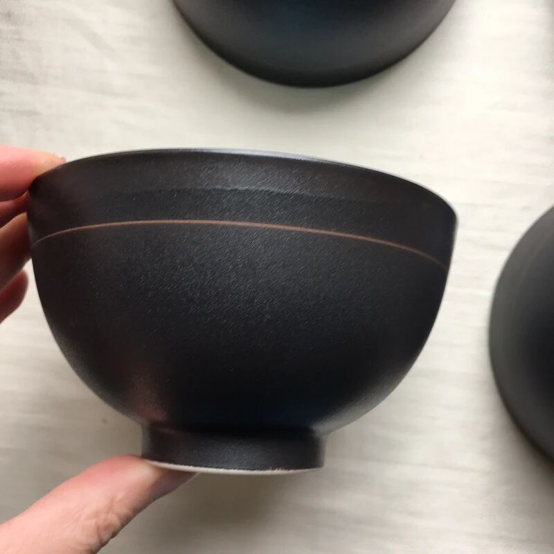 4 Bols en grès japonais émaillé turquoise Neufs