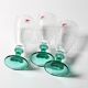 Set of 3 Vintage Bormioli Rocco Wine Glasses: Green Stem Harmonia Flutes