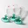 Set of 3 Vintage Bormioli Rocco Wine Glasses: Green Stem Harmonia Flutes