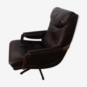 Chaise longue en cuir vintage, inclinable