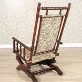 Antique Spring Rocking Chair in Floral Fabric, 1890s