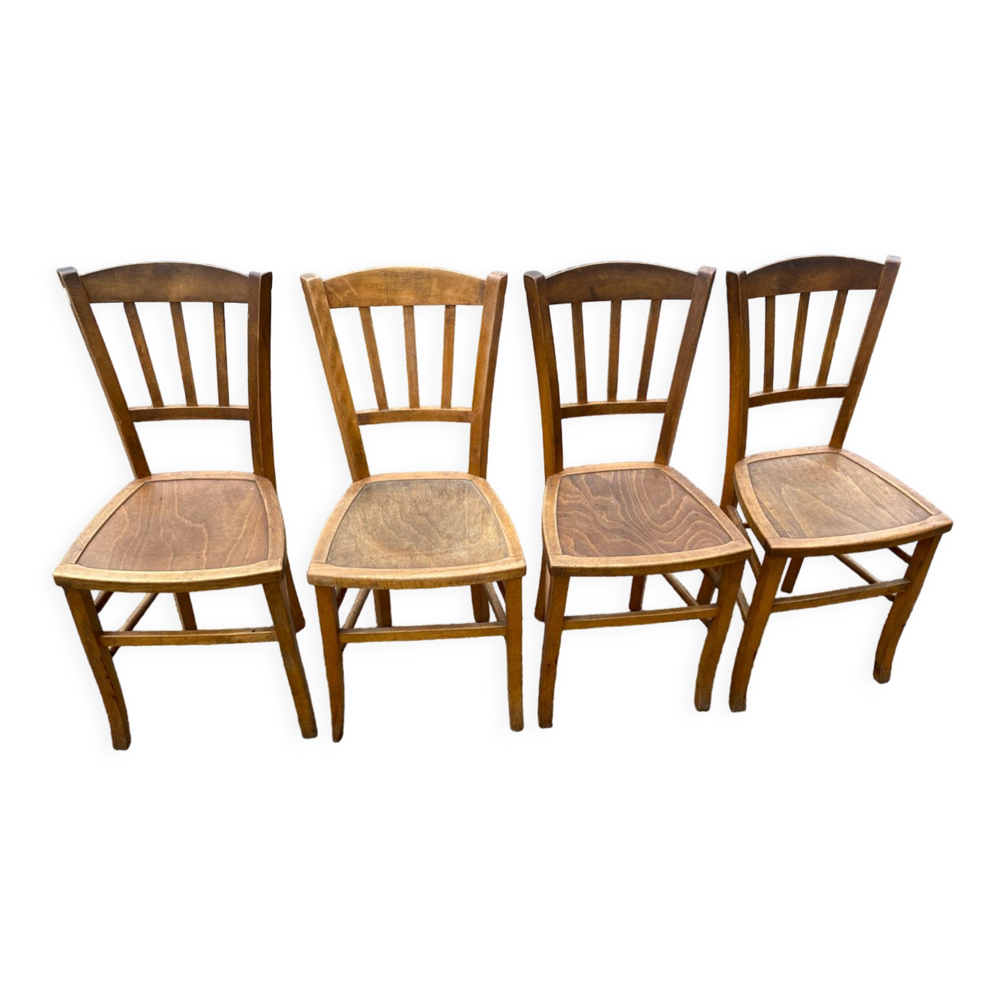 Set de 4 chaises en hêtre bistrot