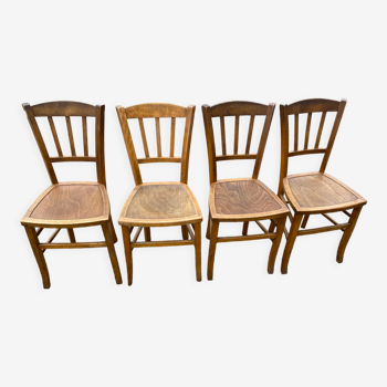 Set de 4 chaises en hêtre bistrot