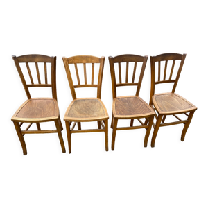 Set de 4 chaises en hêtre bistrot