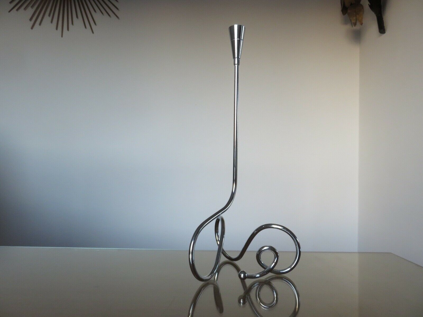Scandinavian candlestick in chrome metal 1970