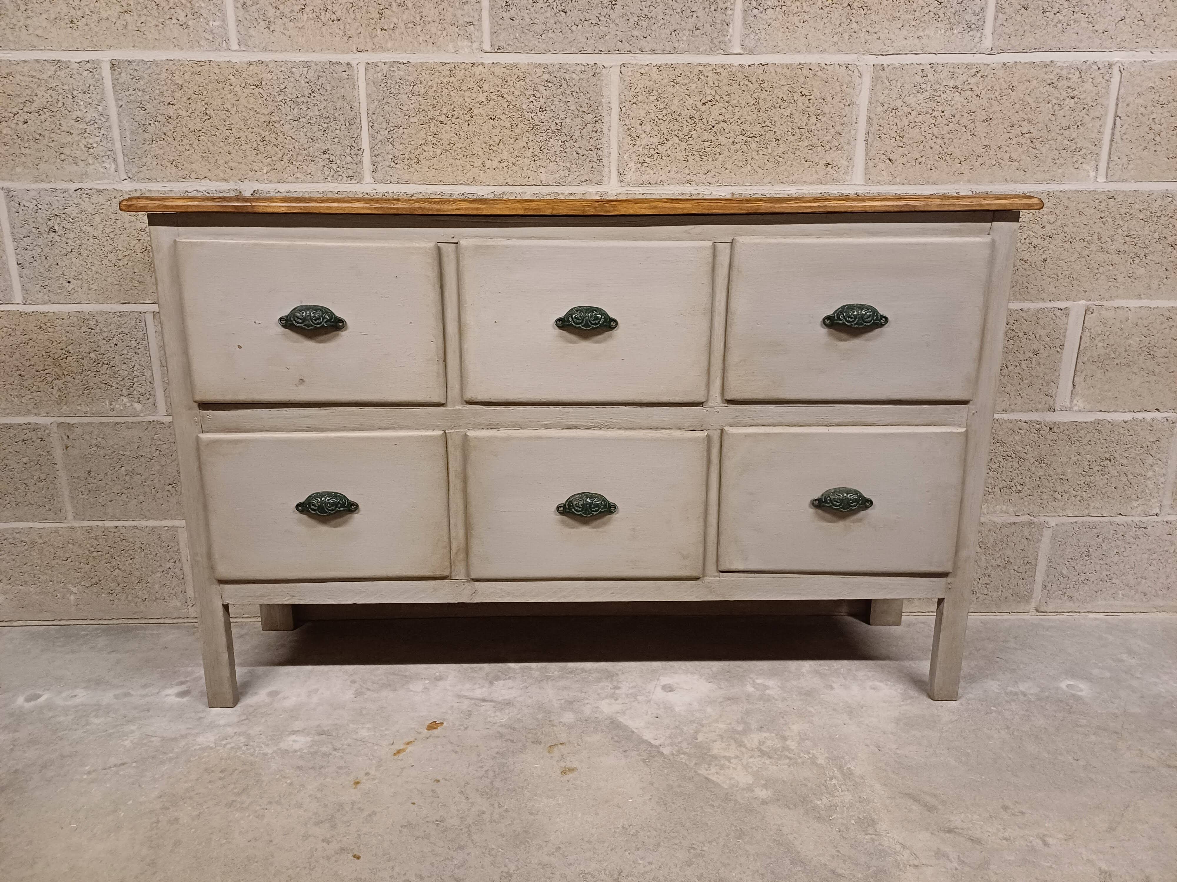 6-drawer craft cabinet with shell handles