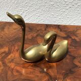 Pair of brass swans