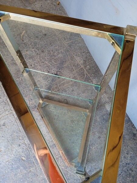 Neckline console metl gilded glass ep 1970