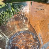 Octagonal vintage glass salad bowl