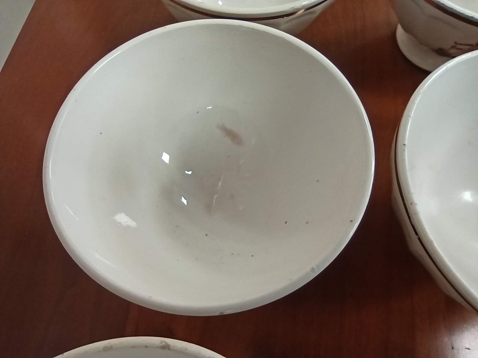 Set 6 bowls cow creamer semi porcelain old