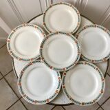 set of 6 flat plates Terre de Fer St Amand model "Molière" XXth