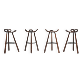 4 tabourets de bar par Sergio Rodrigues, design brésilien, circa 1970