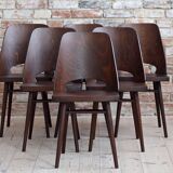 Set of 8 Mid Century Modern Dining Chairs by Radomir Hofman for TON, Model 514