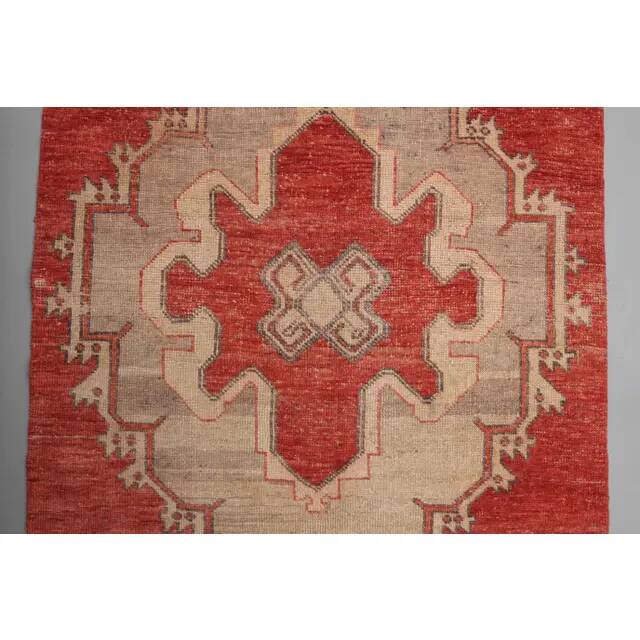 1970s Turkish Hand-Knotted Wool Cotton Red Runner Rug 104x260
