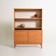 Oak cabinet with tambour doors with upper shelves, 1960s