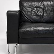3-seater sofa W.H. Gispen for Dutch Originals, black leather and chrome