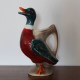 Pichet canard colvert en barbotine rouge