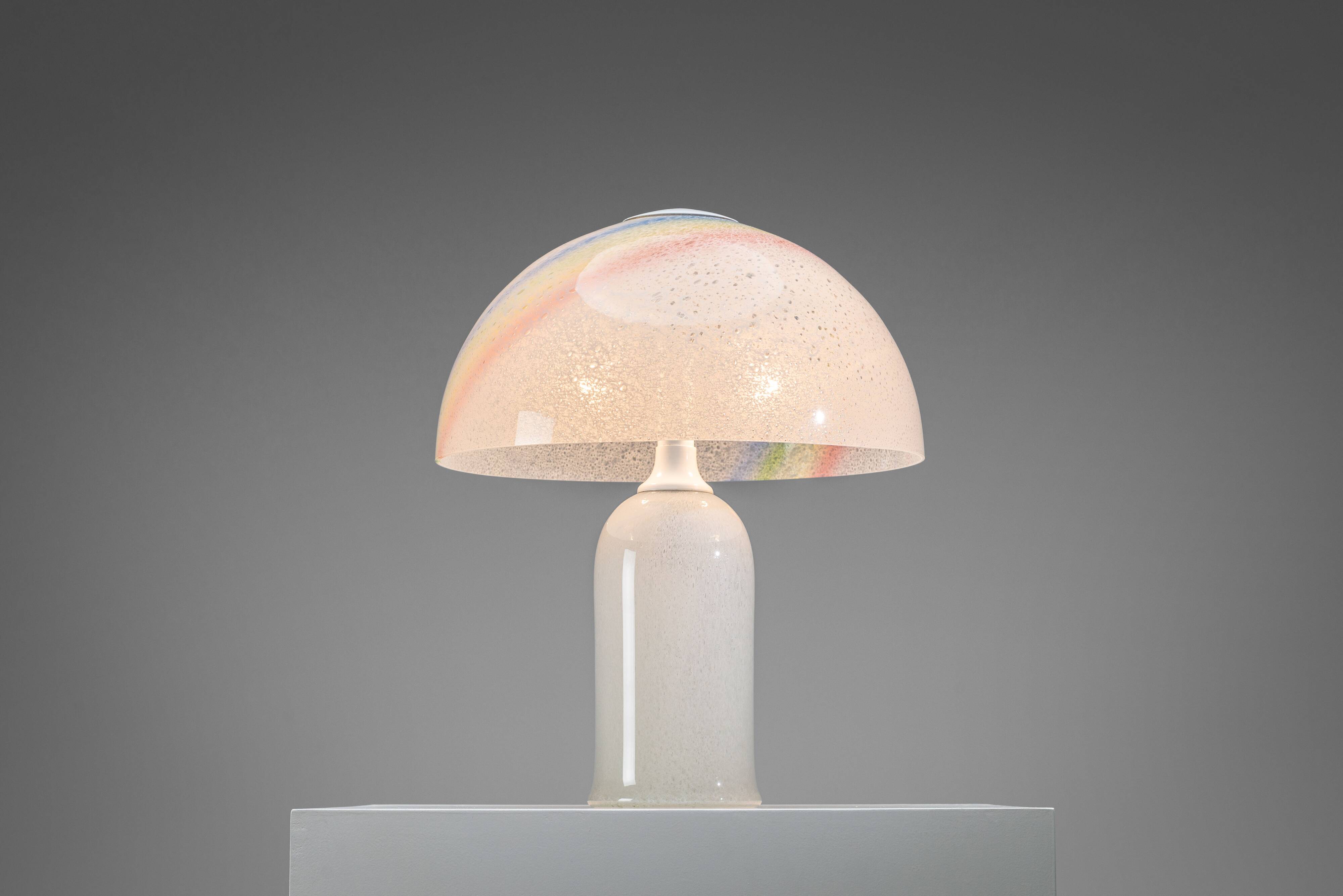 Doria table lamp in bubble glass with rainbow coloured details