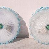 Set of 2 Charming Italian Blu Murano Glass Ceiling Fixture, Murano, 1970