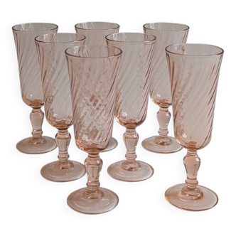 Rosaline flutes, Arcoroc France, 1970s/1980s