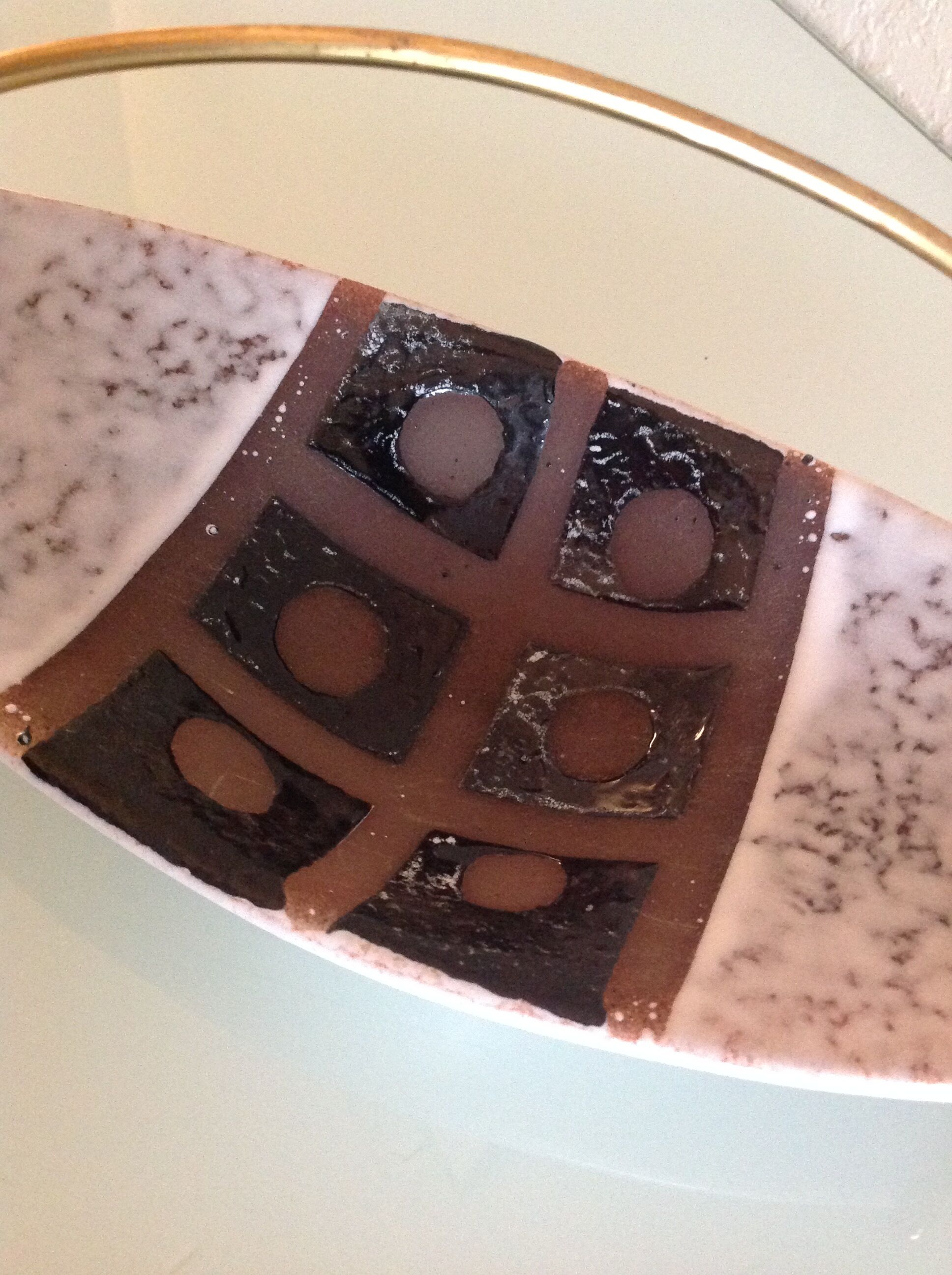 Empty pocket in gray and brown ceramic and golden handle / vintage 60s-70s