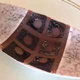 Empty pocket in gray and brown ceramic and golden handle / vintage 60s-70s