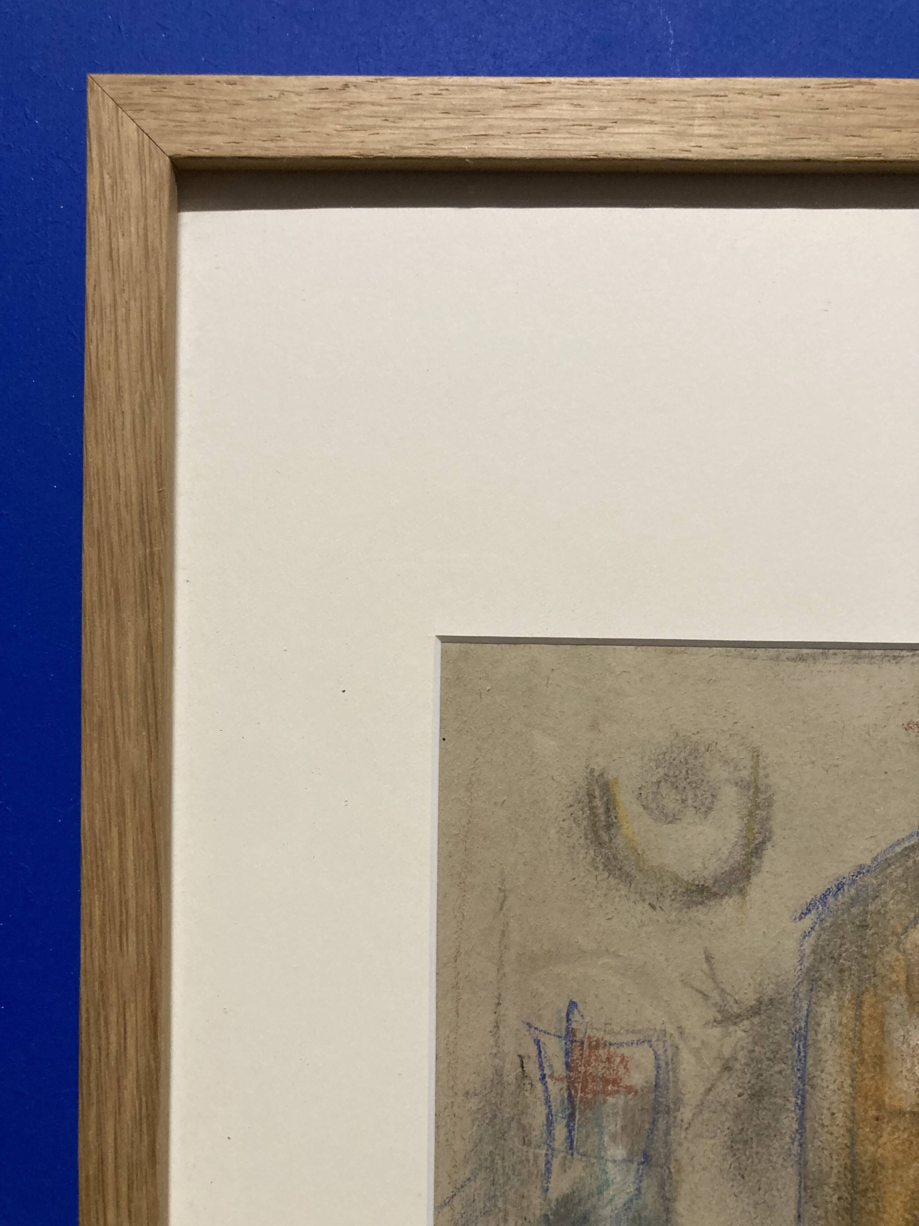 Alfred Gaspart (1900-1993), "Les Bouteilles" Cubist still life, pencil and oil pastel drawing