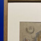 Alfred Gaspart (1900-1993), "Les Bouteilles" Cubist still life, pencil and oil pastel drawing