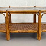 Vintage roasttan coffee table and glass top