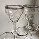 Set of 5 wine glasses in engraved crystal and silver edging 50s