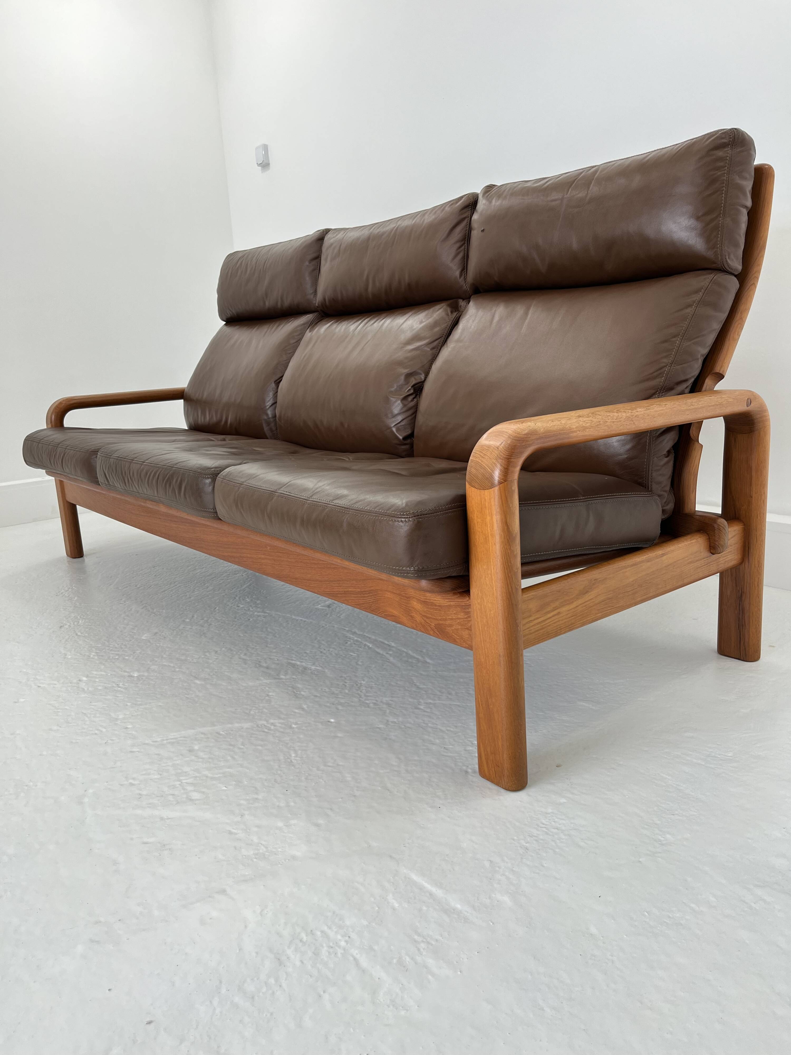 Mid-Century Leather 3-Seater Sofa by .L. Olsen & Søn, Denmark, 1960