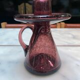 Vintage blown glass candle holder in purple Biot