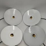 4 enameled sheet metal pendants