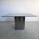 Square Dining Table in Metal and Smoked Glass, 1970's Paul Evans Style