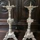 large pair of silvered bronze candlesticks from the 19th century