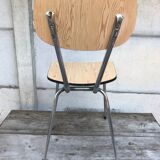 Former formica beige kitchen chair - feet compas metal chromé vintage