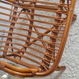 Vintage 1970s rattan bench