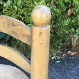 Low wooden chair and straw 50s