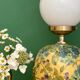 Vintage table lamp with floral decorations and white opaline.