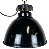 Industrial Bauhaus Black Enamel Pendant Lamp, 1930s